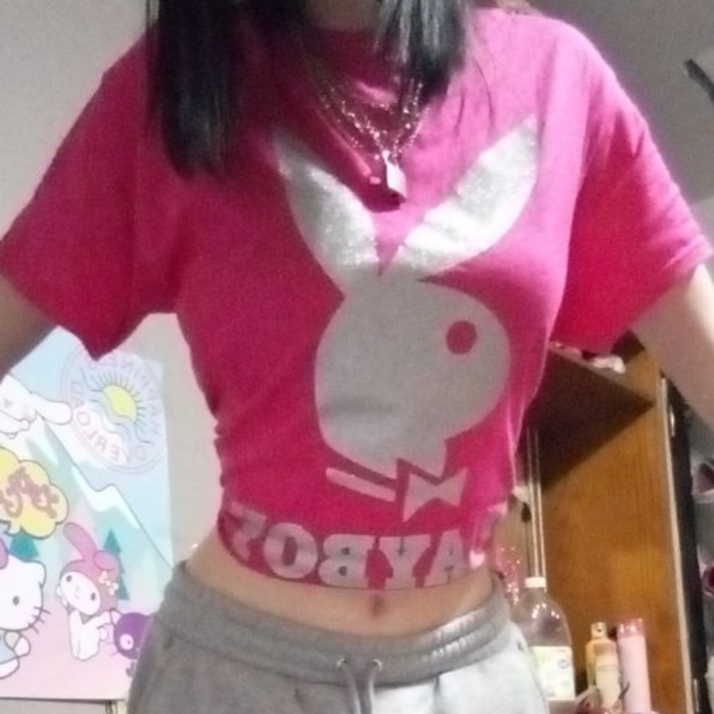 Playboy bunny t pink sparkly, from rue21, mens m 🖤